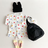 Load image into Gallery viewer, 2 Pieces Set Baby Kid Girls Love heart Print Tops And Shorts Wholesale 231130112

