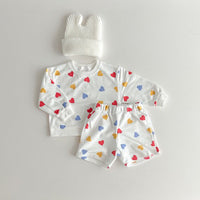 Load image into Gallery viewer, 2 Pieces Set Baby Kid Girls Love heart Print Tops And Shorts Wholesale 231130112

