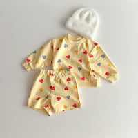 Load image into Gallery viewer, 2 Pieces Set Baby Kid Girls Love heart Print Tops And Shorts Wholesale 231130112
