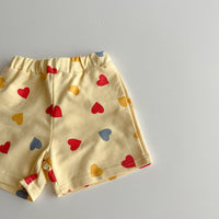 Load image into Gallery viewer, 2 Pieces Set Baby Kid Girls Love heart Print Tops And Shorts Wholesale 231130112
