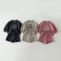 Load image into Gallery viewer, 2 Pieces Set Baby Kid Girls Boys Letters Tops And Solid Color Shorts Wholesale 231130114
