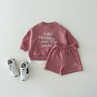 Load image into Gallery viewer, 2 Pieces Set Baby Kid Girls Boys Letters Tops And Solid Color Shorts Wholesale 231130114
