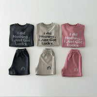Load image into Gallery viewer, 2 Pieces Set Baby Kid Girls Boys Letters Tops And Solid Color Shorts Wholesale 231130114
