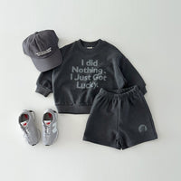 Load image into Gallery viewer, 2 Pieces Set Baby Kid Girls Boys Letters Tops And Solid Color Shorts Wholesale 231130114
