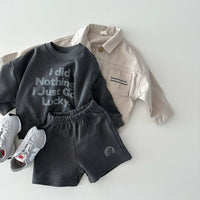 Load image into Gallery viewer, 2 Pieces Set Baby Kid Girls Boys Letters Tops And Solid Color Shorts Wholesale 231130114
