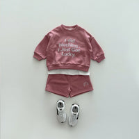 Load image into Gallery viewer, 2 Pieces Set Baby Kid Girls Boys Letters Tops And Solid Color Shorts Wholesale 231130114
