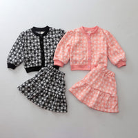 Load image into Gallery viewer, 2 Pieces Set Baby Kid Girls Love heart Print Cardigan And Skirts Wholesale 231130136
