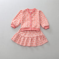 Load image into Gallery viewer, 2 Pieces Set Baby Kid Girls Love heart Print Cardigan And Skirts Wholesale 231130136
