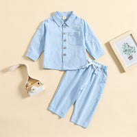 Load image into Gallery viewer, 2 Pieces Set Baby Kid Boys Solid Color Shirts And Pants Wholesale 23113017
