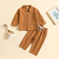 Load image into Gallery viewer, 2 Pieces Set Baby Kid Boys Solid Color Shirts And Pants Wholesale 23113017
