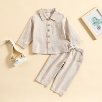Load image into Gallery viewer, 2 Pieces Set Baby Kid Boys Solid Color Shirts And Pants Wholesale 23113017
