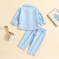 Load image into Gallery viewer, 2 Pieces Set Baby Kid Boys Solid Color Shirts And Pants Wholesale 23113017
