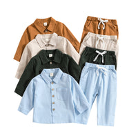 Load image into Gallery viewer, 2 Pieces Set Baby Kid Boys Solid Color Shirts And Pants Wholesale 23113017
