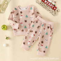 Load image into Gallery viewer, 2 Pieces Set Baby Kid Girls Christmas Cartoon Print Tops And Pants Wholesale 231130173
