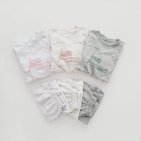 Load image into Gallery viewer, 2 Pieces Set Baby Kid Girls Boys Letters Love heart Tops And Solid Color Pants Wholesale 231130207

