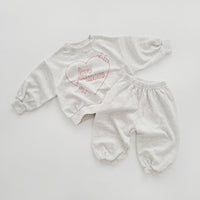 Load image into Gallery viewer, 2 Pieces Set Baby Kid Girls Boys Letters Love heart Tops And Solid Color Pants Wholesale 231130207
