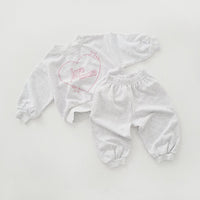 Load image into Gallery viewer, 2 Pieces Set Baby Kid Girls Boys Letters Love heart Tops And Solid Color Pants Wholesale 231130207
