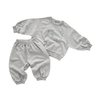 Load image into Gallery viewer, 2 Pieces Set Baby Kid Girls Boys Letters Love heart Tops And Solid Color Pants Wholesale 231130207
