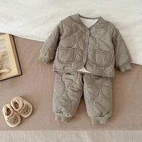 Load image into Gallery viewer, 2 Pieces Set Baby Kid Girls Boys Solid Color Jackets Outwears And Pants Wholesale 231130233
