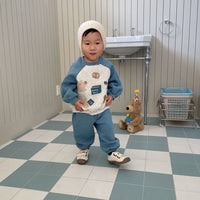 Load image into Gallery viewer, 2 Pieces Set Baby Kid Girls Boys Cartoon Print Tops And Solid Color Pants Wholesale 231130238
