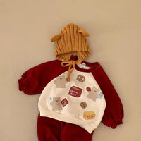 Load image into Gallery viewer, 2 Pieces Set Baby Kid Girls Boys Cartoon Print Tops And Solid Color Pants Wholesale 231130238
