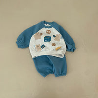 Load image into Gallery viewer, 2 Pieces Set Baby Kid Girls Boys Cartoon Print Tops And Solid Color Pants Wholesale 231130238
