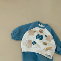 Load image into Gallery viewer, 2 Pieces Set Baby Kid Girls Boys Cartoon Print Tops And Solid Color Pants Wholesale 231130238
