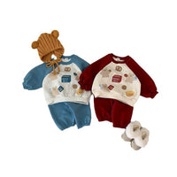 Load image into Gallery viewer, 2 Pieces Set Baby Kid Girls Boys Cartoon Print Tops And Solid Color Pants Wholesale 231130238
