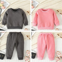 Load image into Gallery viewer, 2 Pieces Set Baby Kid Girls Boys Solid Color Letters Tops And Pants Wholesale 231130242
