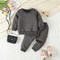 Load image into Gallery viewer, 2 Pieces Set Baby Kid Girls Boys Solid Color Letters Tops And Pants Wholesale 231130242
