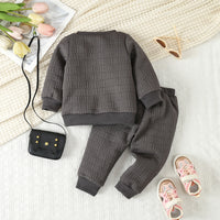 Load image into Gallery viewer, 2 Pieces Set Baby Kid Girls Boys Solid Color Letters Tops And Pants Wholesale 231130242
