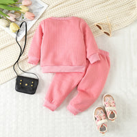 Load image into Gallery viewer, 2 Pieces Set Baby Kid Girls Boys Solid Color Letters Tops And Pants Wholesale 231130242
