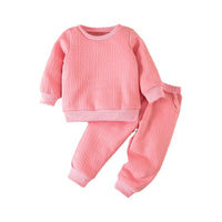 Load image into Gallery viewer, 2 Pieces Set Baby Kid Girls Boys Solid Color Letters Tops And Pants Wholesale 231130242
