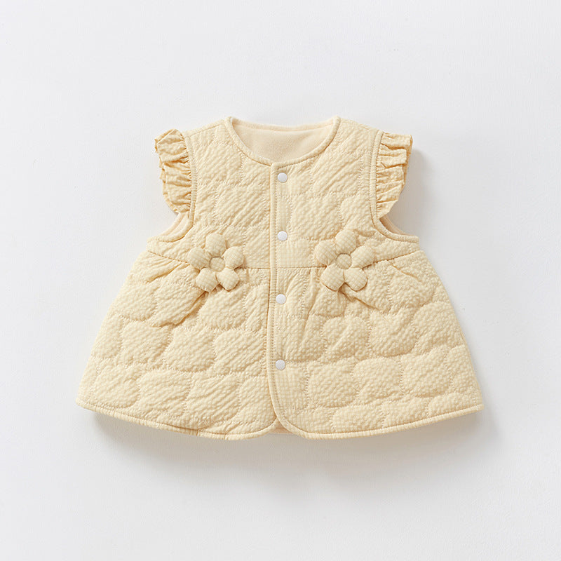 Baby Kid Girls Solid Color Flower Vests Waistcoats Wholesale 231130247