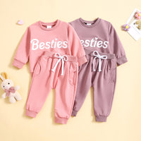 Load image into Gallery viewer, 2 Pieces Set Baby Kid Girls Letters Tops And Solid Color Pants Wholesale 231130271
