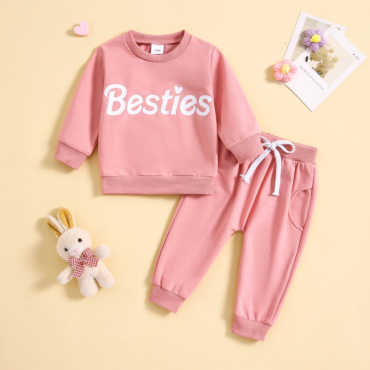 2 Pieces Set Baby Kid Girls Letters Tops And Solid Color Pants Wholesale 231130271