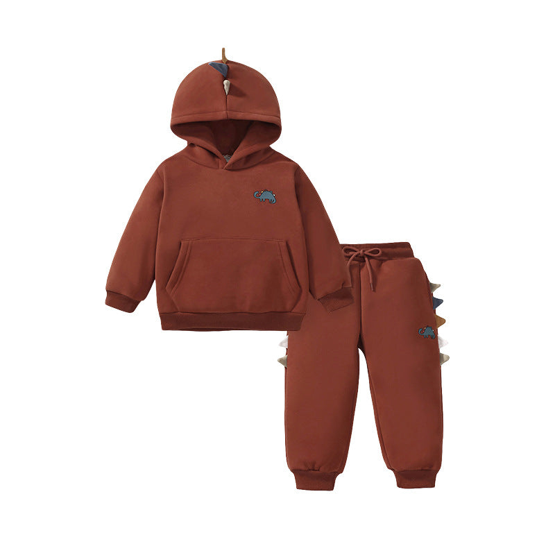 2 Pieces Set Baby Kid Boys Solid Color Dinosaur Hoodies Sweatshirts And Pants Wholesale 231130275
