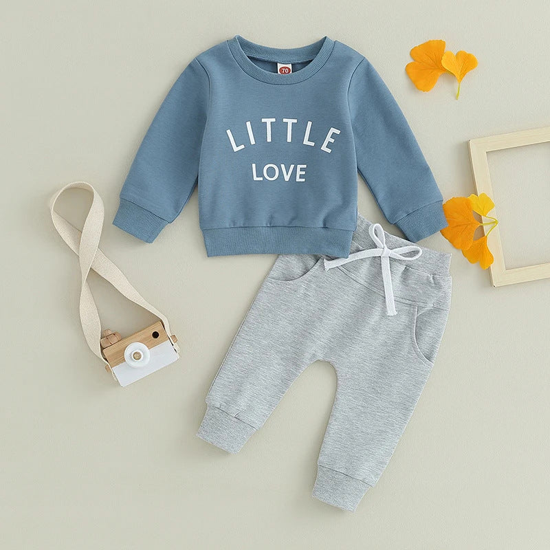 2 Pieces Set Baby Kid Boys Letters Tops And Solid Color Pants Wholesale 231130314