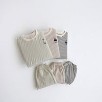 Load image into Gallery viewer, 2 Pieces Set Baby Kid Boys Striped Cartoon Tops And Pants Wholesale 23113046
