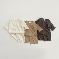 Load image into Gallery viewer, 2 Pieces Set Baby Kid Girls Boys Solid Color Tops And Pants Wholesale 23113054
