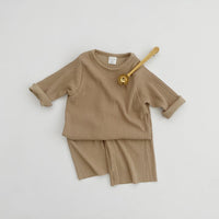 Load image into Gallery viewer, 2 Pieces Set Baby Kid Girls Boys Solid Color Tops And Pants Wholesale 23113054
