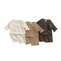 Load image into Gallery viewer, 2 Pieces Set Baby Kid Girls Boys Solid Color Tops And Pants Wholesale 23113054
