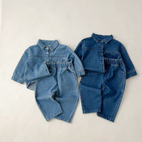 Load image into Gallery viewer, 2 Pieces Set Baby Kid Girls Boys Solid Color Jackets Outwears And Jeans Wholesale 23113057
