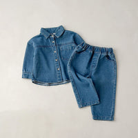 Load image into Gallery viewer, 2 Pieces Set Baby Kid Girls Boys Solid Color Jackets Outwears And Jeans Wholesale 23113057
