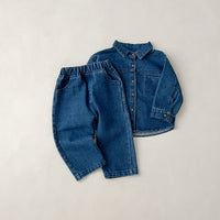Load image into Gallery viewer, 2 Pieces Set Baby Kid Girls Boys Solid Color Jackets Outwears And Jeans Wholesale 23113057
