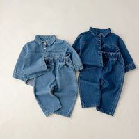 Load image into Gallery viewer, 2 Pieces Set Baby Kid Girls Boys Solid Color Jackets Outwears And Jeans Wholesale 23113057

