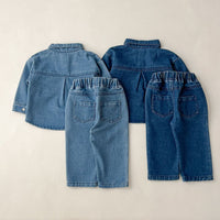 Load image into Gallery viewer, 2 Pieces Set Baby Kid Girls Boys Solid Color Jackets Outwears And Jeans Wholesale 23113057

