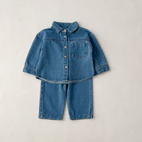 Load image into Gallery viewer, 2 Pieces Set Baby Kid Girls Boys Solid Color Jackets Outwears And Jeans Wholesale 23113057
