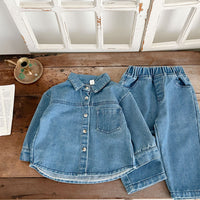 Load image into Gallery viewer, 2 Pieces Set Baby Kid Girls Boys Solid Color Jackets Outwears And Jeans Wholesale 23113057
