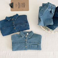 Load image into Gallery viewer, 2 Pieces Set Baby Kid Girls Boys Solid Color Jackets Outwears And Jeans Wholesale 23113057
